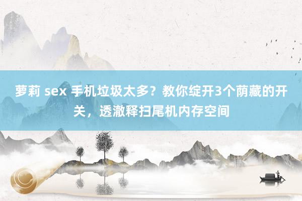 萝莉 sex 手机垃圾太多？教你绽开3个荫藏的开关，透澈释扫尾机内存空间