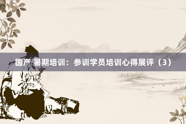 国产 暑期培训：参训学员培训心得展评（3）