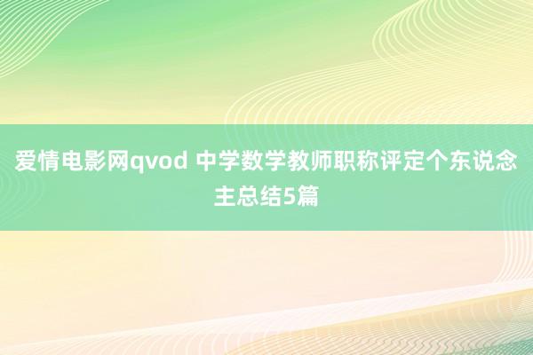 爱情电影网qvod 中学数学教师职称评定个东说念主总结5篇
